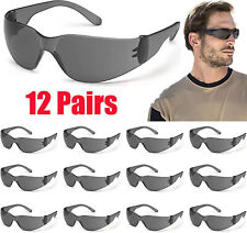12 PAIR Lot Pack Safety Glasses Protective Grey SMOKE Lens Sunglasses Work Z87 picture
