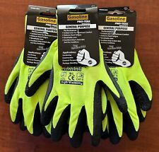 12 Pair Gasoline Lime Safety Gloves Latex Coated Grip Cut Resistant picture