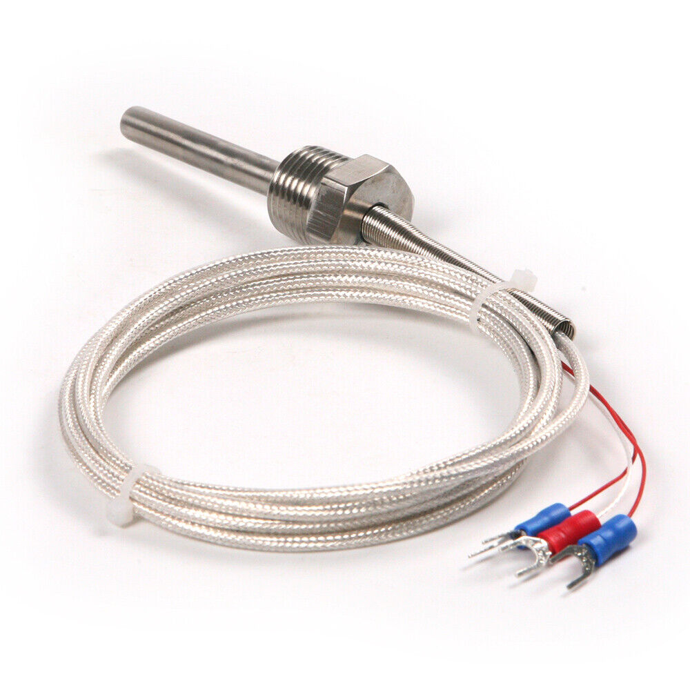 50mm RTD Pt100 ohm Probe Sensor L PT NPT 1/2'' Thread w/ Insulation Lead Wire
