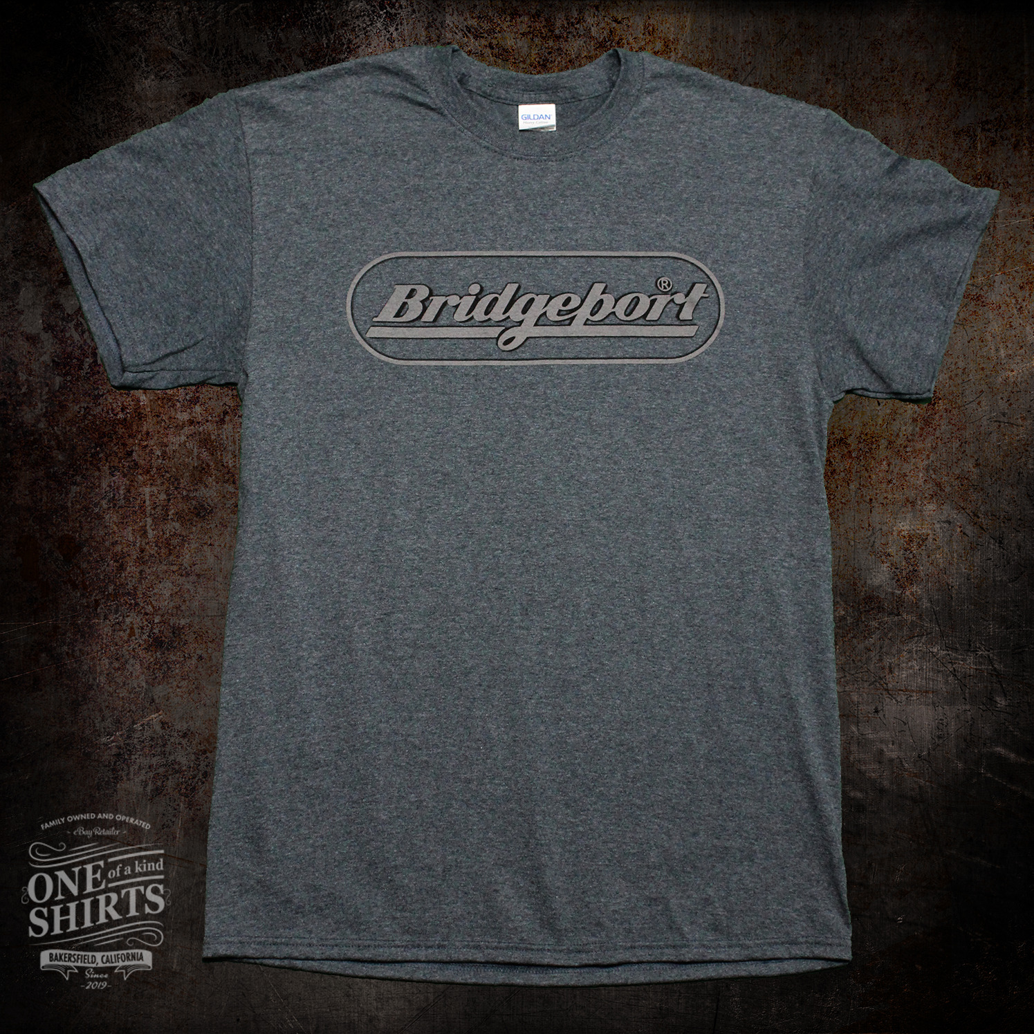 Bridgeport Milling Machine Grey Logo T Shirt (rare vintage logo) Grey 