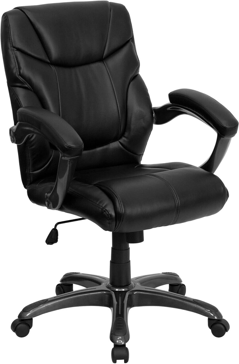 Flash Furniture Megan Mid-Back Black LeatherSoft Overstuffed Swivel