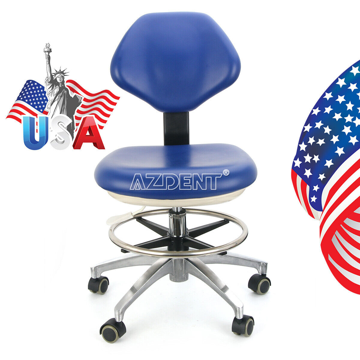 PU Leather Adjustable Hydraulic Stool Rolling Chair for Dental Massage Salon Spa
