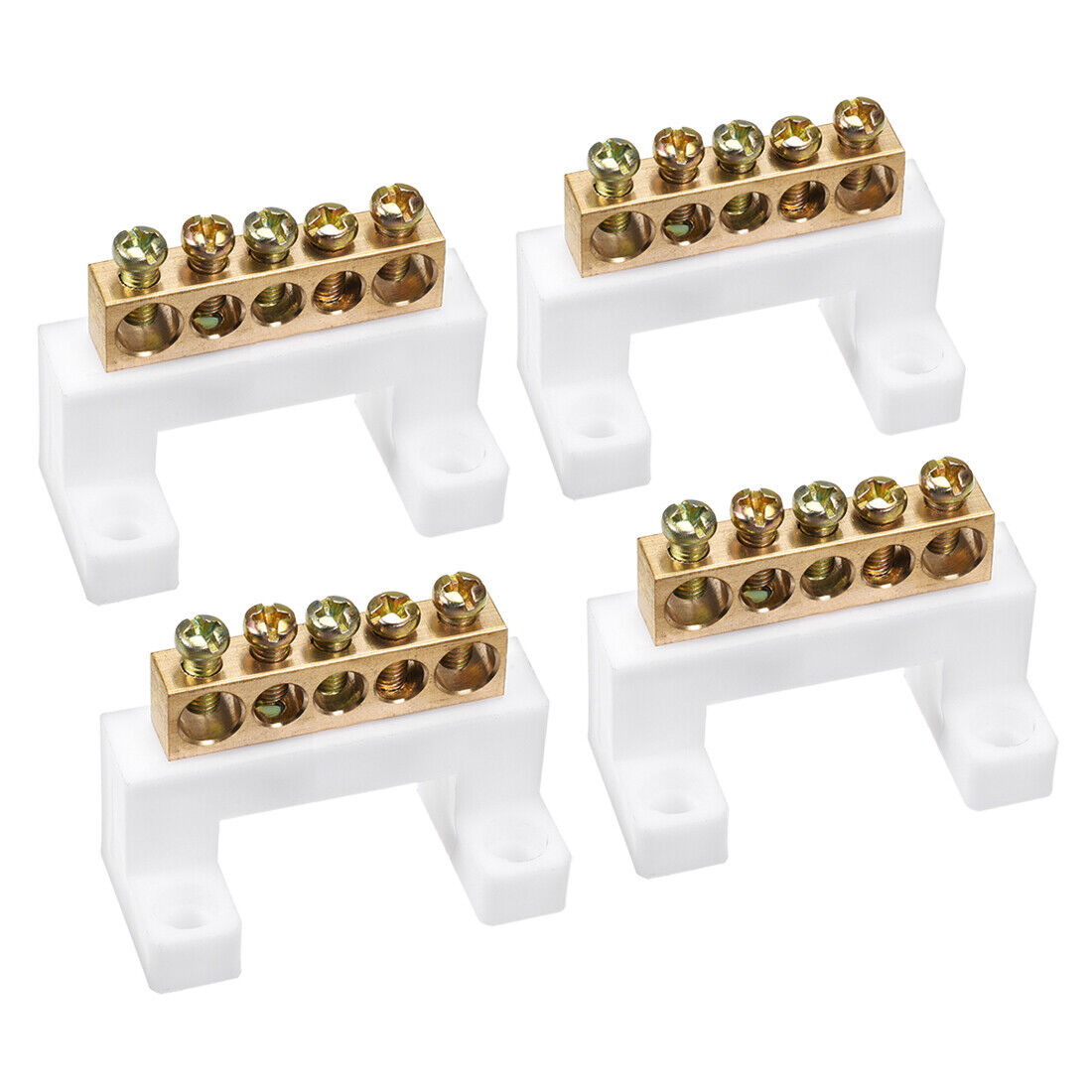 4pcs Brass Screw Terminal Block Bar 100A Double Row Bridge Shape 5 Positions