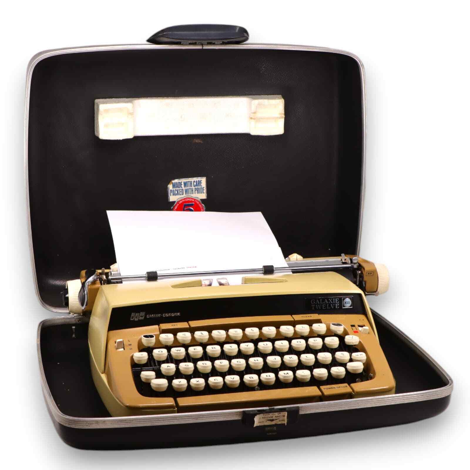 Smith Corona 1974 Galaxie Twelve XII 2 Tone Tan/Yellow Manual Typewriter