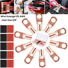 20 pcs 1/0 AWG Gauge Copper Lugs with RED & BLACK Heat Shrink Ring Terminals Set picture