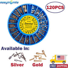 120PCS Dental Screw Post Titanium Kit Gold/Silver Plated Conical Root Canal Pins picture