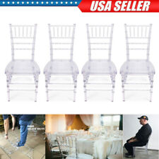 4PCS Crystal Wedding Party Event Stackable Clear Dining Ghost Chiavari Chairs US picture