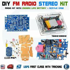 DIY Stereo FM Radio KIT Electronic Module + 250mah Battery + Acrylic Case GS1299 picture