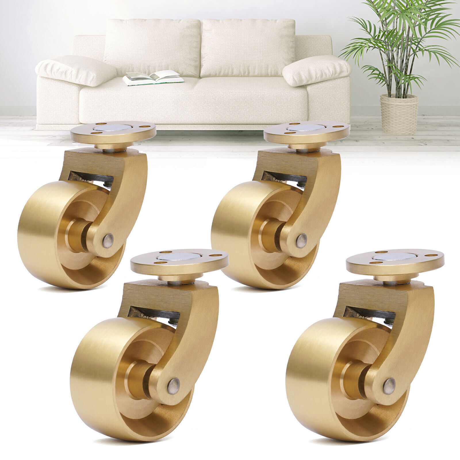 4PCS Brass Universal Furniture Casters Table Chair Desk Sofa Piano Wheel Rollers