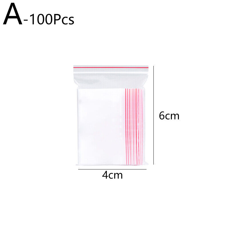 100pcs Vacuum Zip Lock Press Resealable Plastic Bags Transparent Clear Small Bay