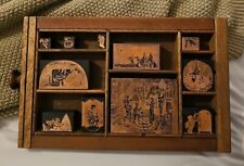 Vintage Copper Wood Letterpress Stamp Printing Blocks Shadow Box Christlas Lot  picture