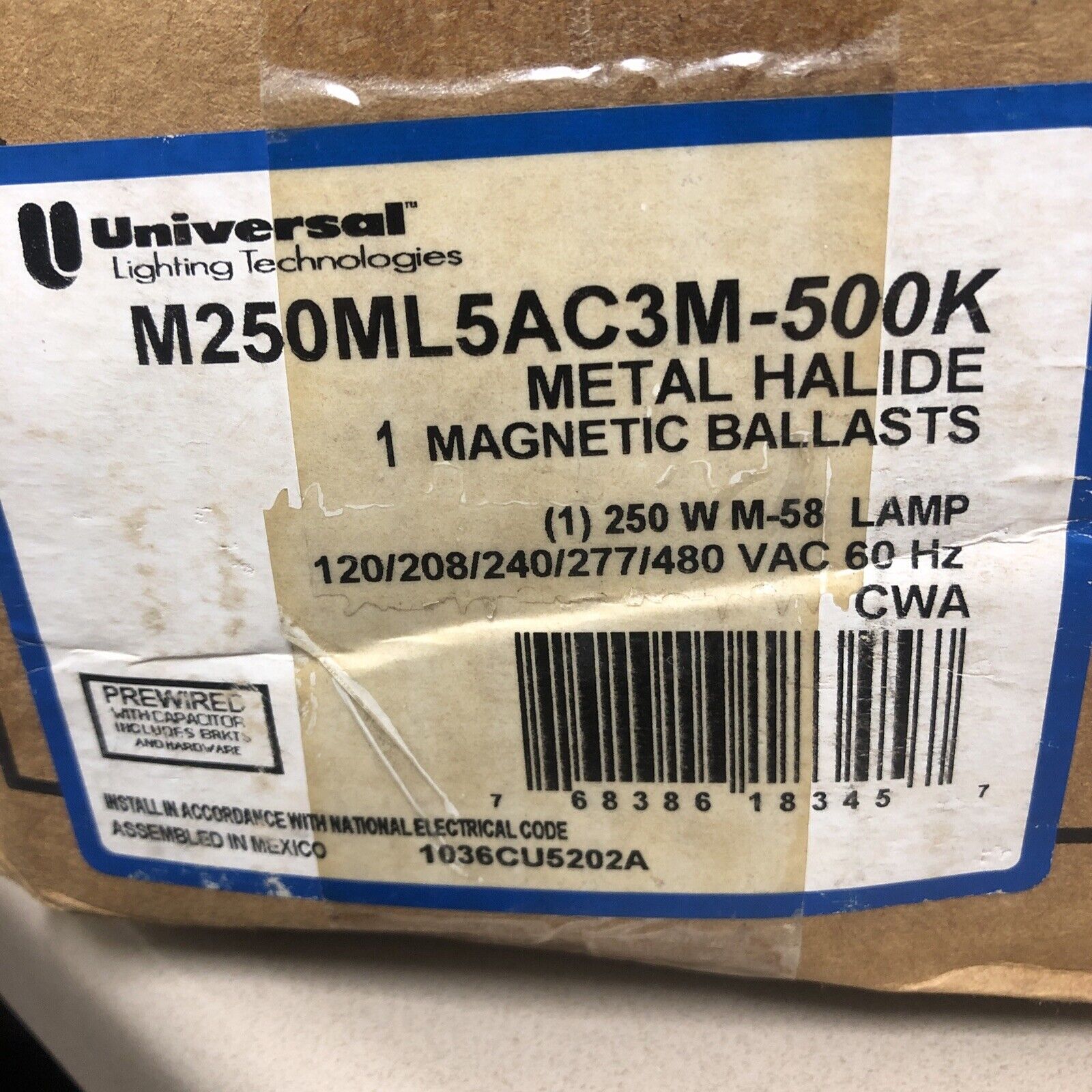 UNIVERSAL LIGHTING TECH S250ML5AC3M-500K Metal Halide Magnetic BALLASTS Qty of 1