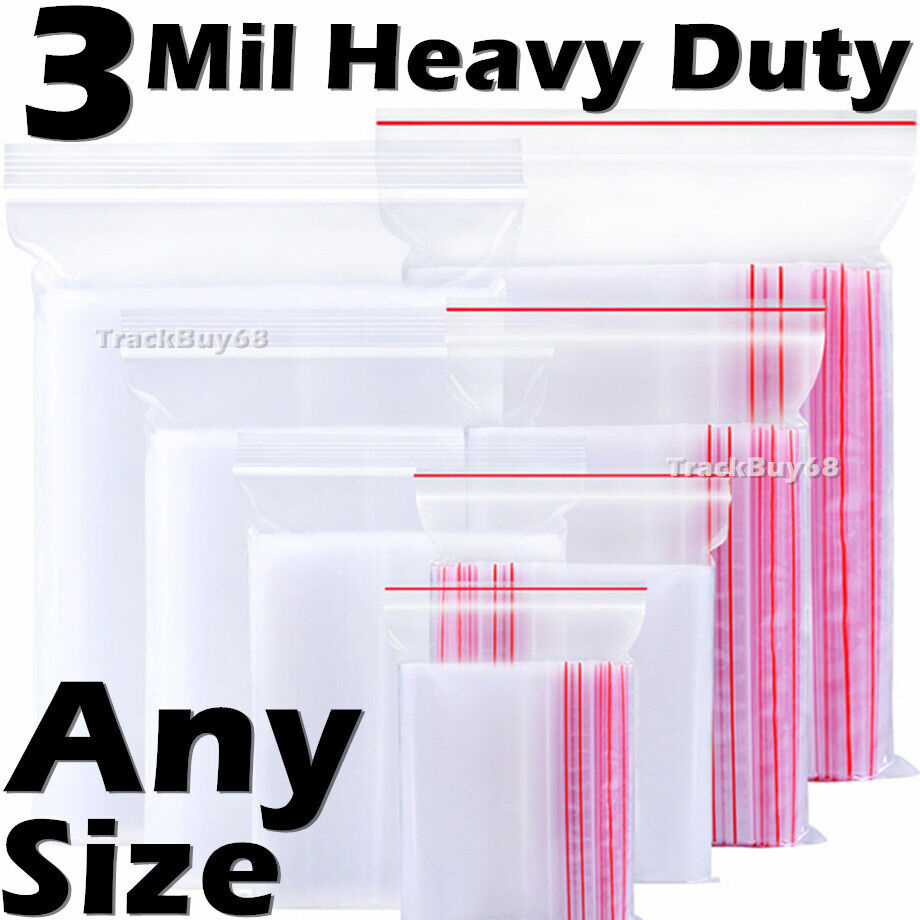 100 Clear Heavy Duty Reclosable Zipper Bags Zip Large Small Plastic Lock Clothes