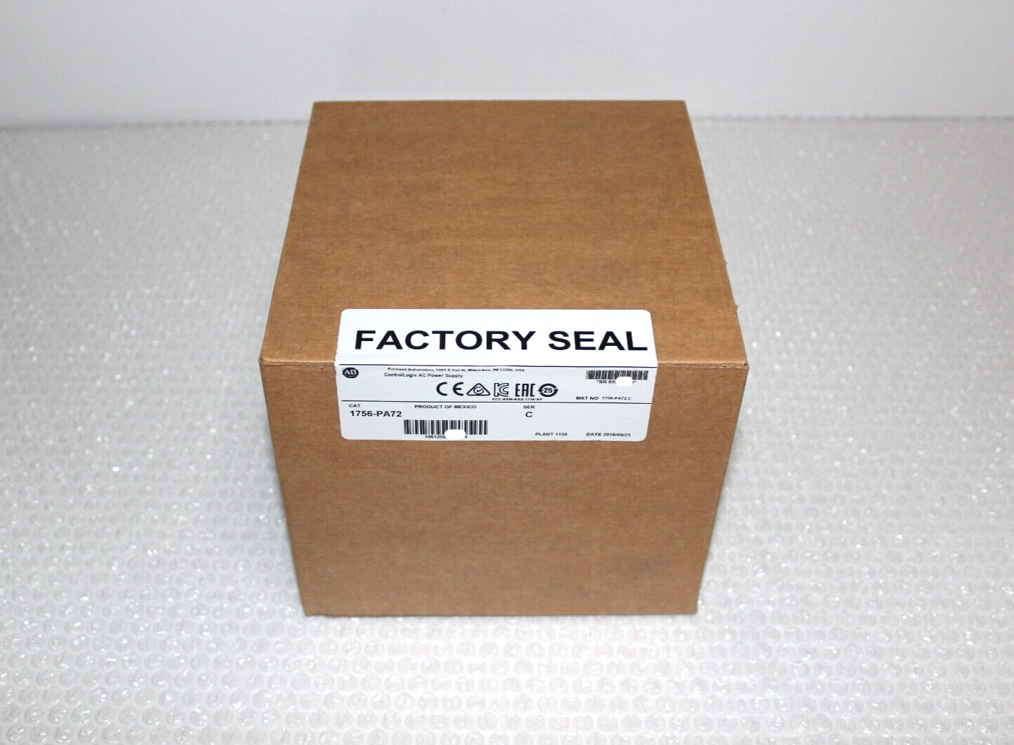 Factory  Sealed  Allen-Bradley  1756-PA72  Ser C  , Mfg 2018