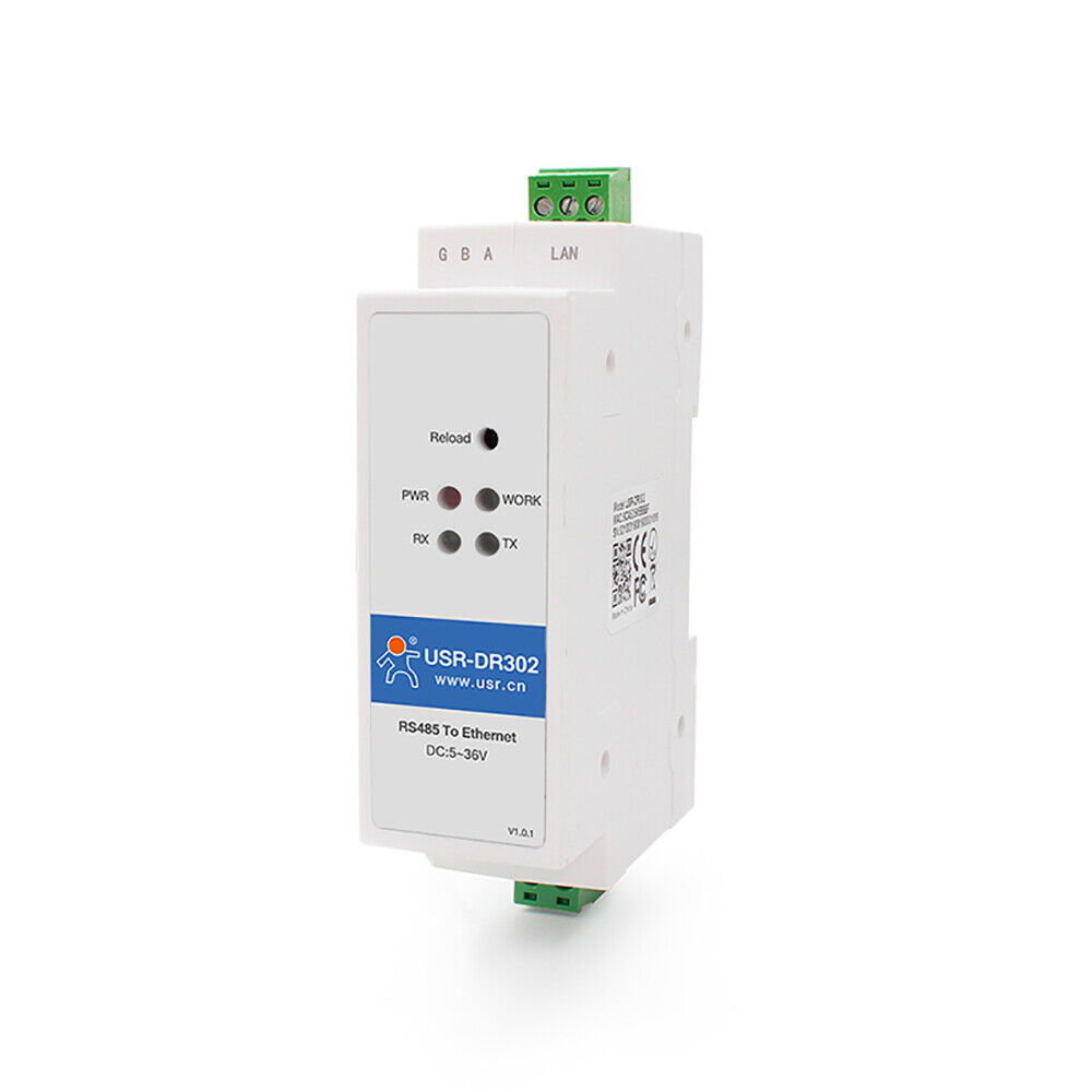 DIN Rail RS485 Serial to Ethernet Converter TCP IP Server Module Support Modbus