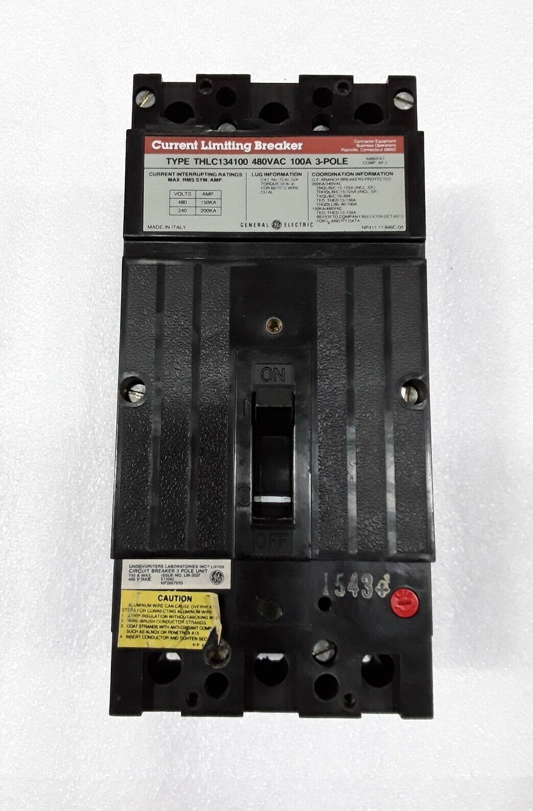 THLC134100 GE 3 Pole 100A 480VAC 150ka Obsolete Circuit Breaker 2 YEAR WARRANTY