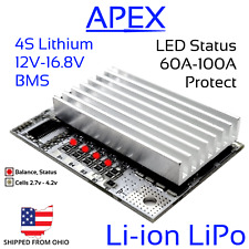 4S 100A 12V 16.8V Li-ion LiPo Lithium BMS LED Heatsink Battery Balance Board picture