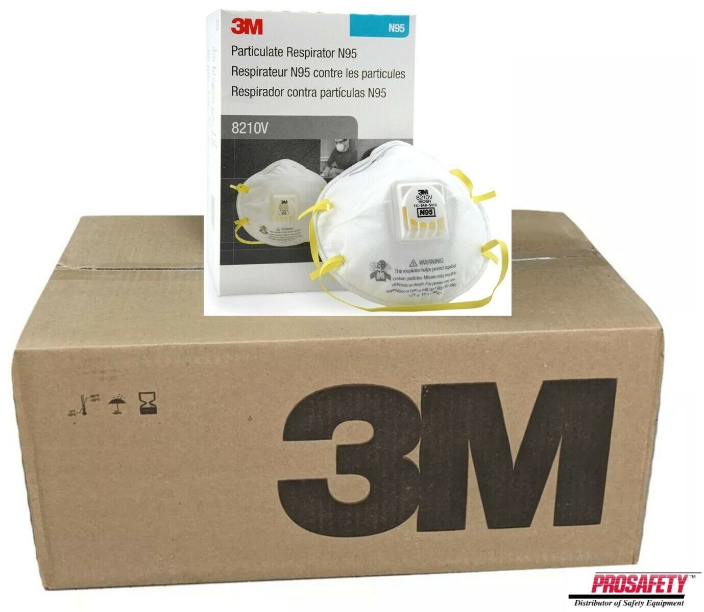 8 BX 3M 8210V N95 Particulate Respirator Protection Masks Exhalation Valve NIOSH