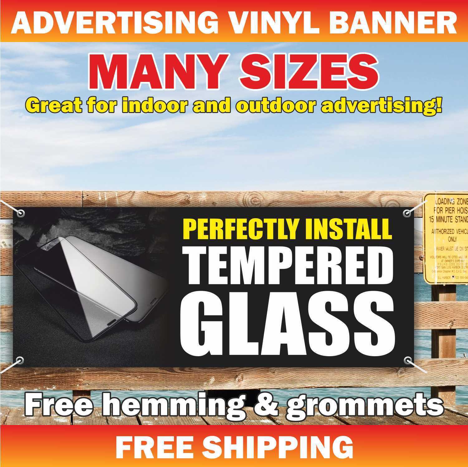 PERFECTLY INSTALL TEMPERED GLASS Advertising Banner Vinyl Mesh Sign service fix