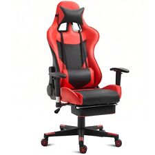Durable Ergonomic High Back Racing Gaming Chair w/ Lumbar Support & Footrest-Red picture