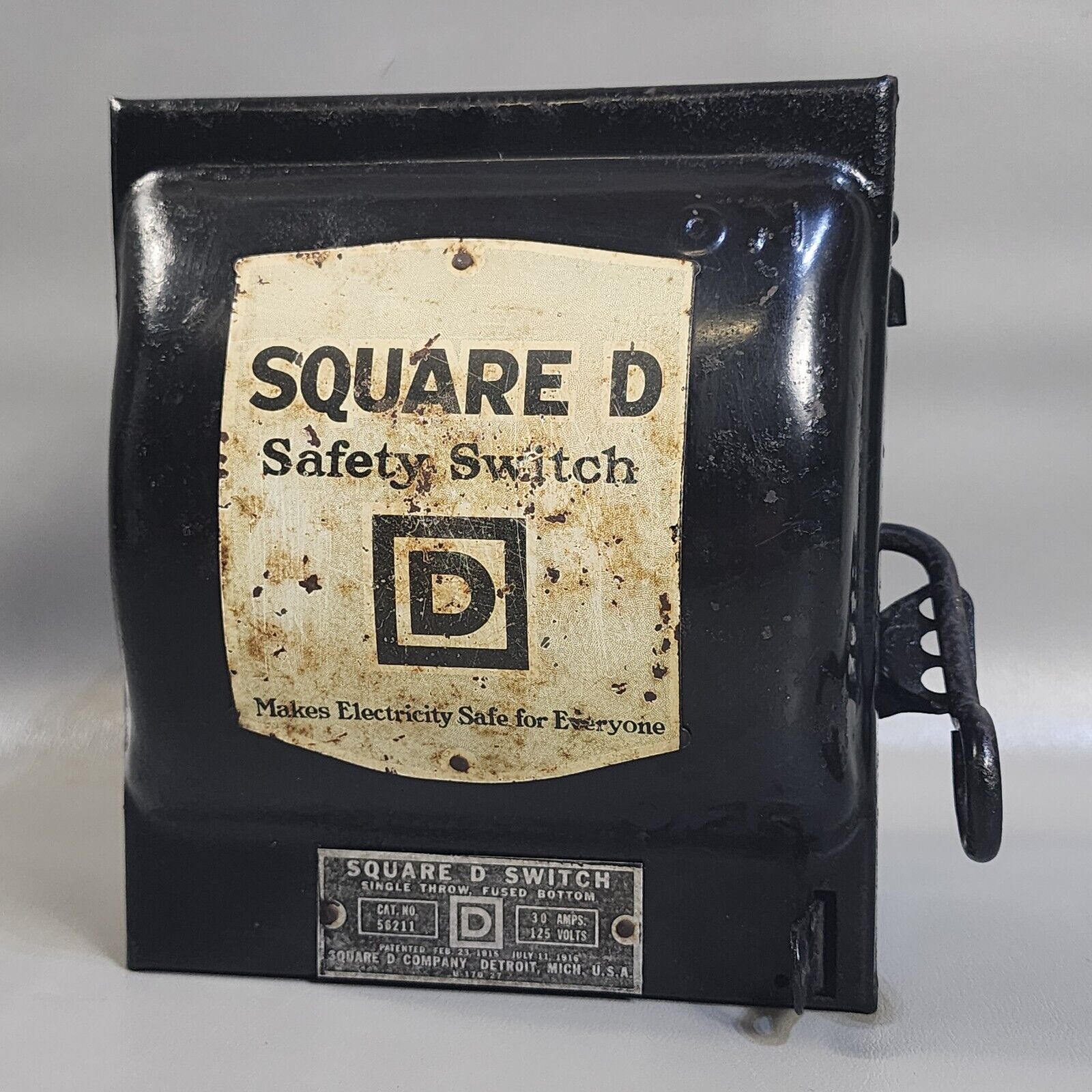 Vintage Square D Safety Switch 1950s 30 Amp 2 Fuse Single Throw Phase 56211