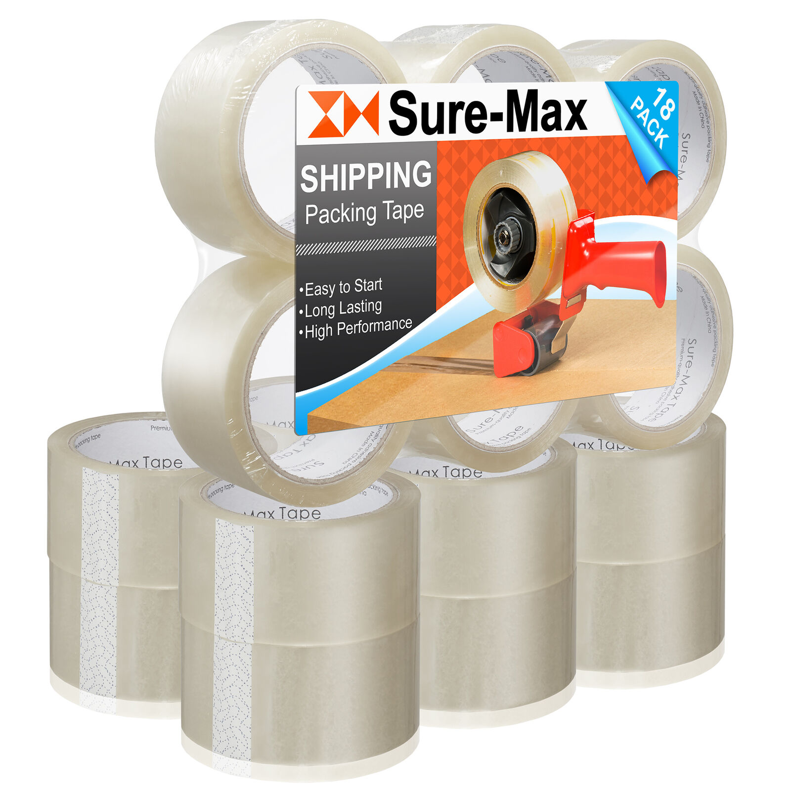 18 Rolls Carton Sealing Clear Packing Tape Box Shipping - 2 mil 2