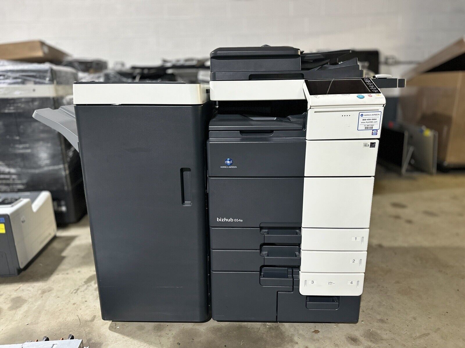 Konica Minolta Bizhub 654e B/W Copier Printer Scan, Fax, USB, Net With Finisher