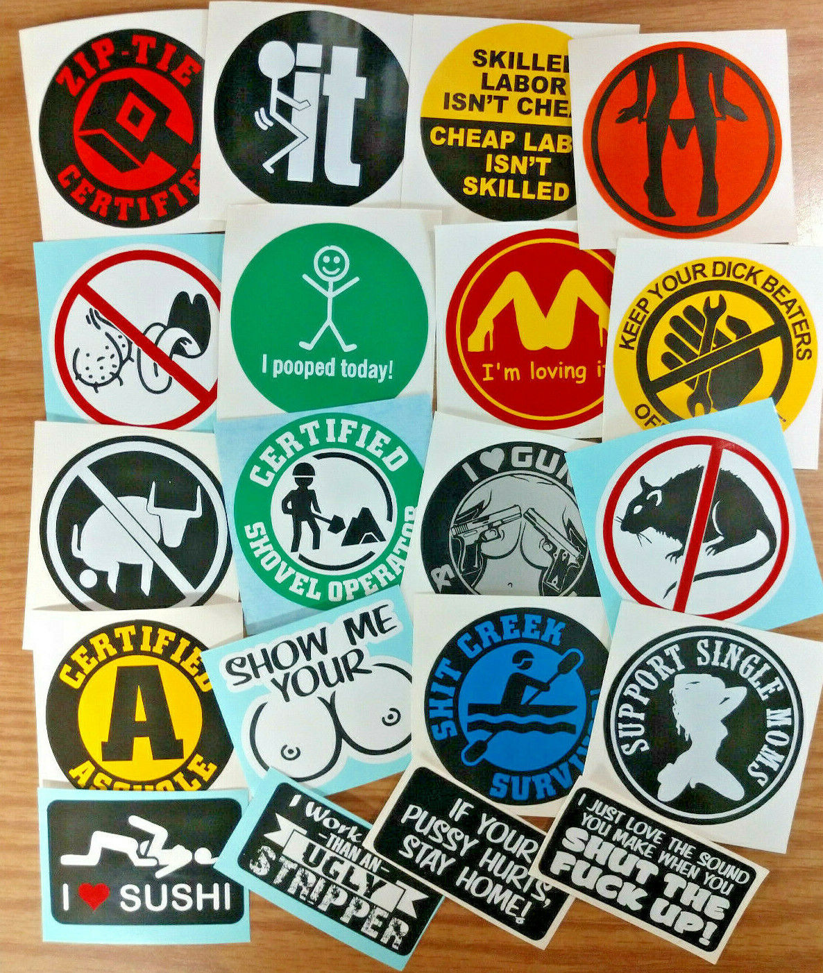 Sticker Pack #2 - Lot of 20 Funny Hard Hat Stickers Safety Helmet Decals Foreman