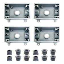 4Pack Single-Gang Weatherproof Three 1/2 in.or 3/4 in.Threaded Outlets,2 in,Gray picture