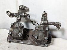 Set of two vintage Vickers vane pumps mounted on plate with round belt pulleys picture