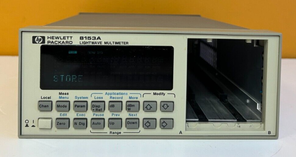 HP 8153A 2-Slot,+30 to -110 dBm Range,  Lightwave Multimeter Mainframe. Tested