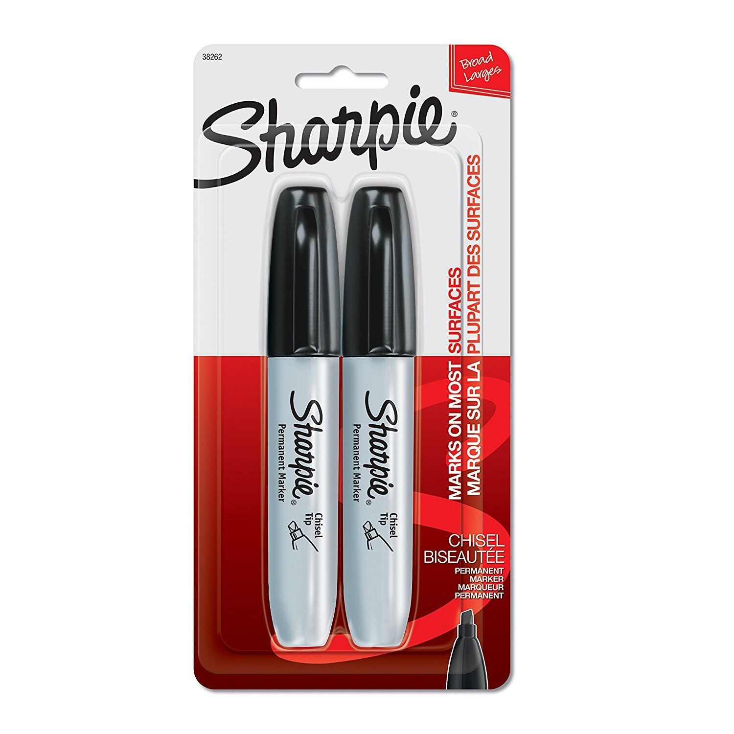 NEW Sharpie 2 Black Chisel Tip Permanent Markers