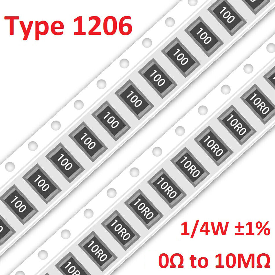 1206 SMD Resistors 1/4W ±1% Type 1206 SMT Resistance 249 Values Can Be Selected
