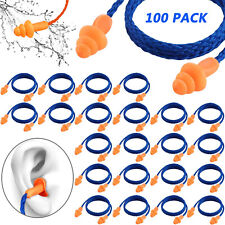 100 Pair Reusable Earplugs Corded Silicone Ear Plugs Shooting Hearing Protection picture