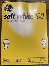 GE 100 Watt Soft White Light Bulbs Incandescent 4 Bulbs A19 new old stock picture