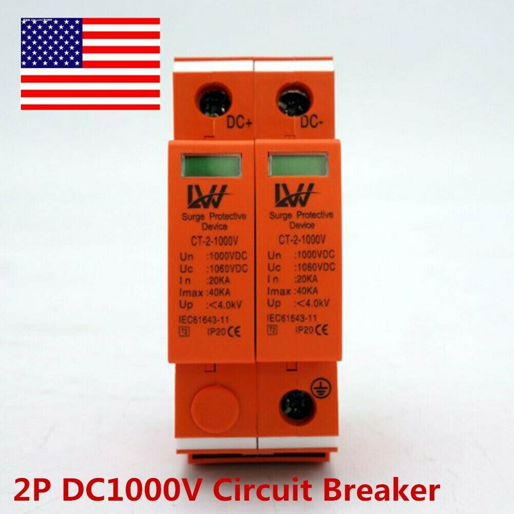 2P DC1000V Circuit Breaker House Surge Protector Protective Arrester Device 