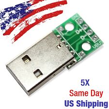 USB Type A Male Breakout Board 2.54mm 4 Pin Power and Data USA - USA SHIP- 5PCS picture