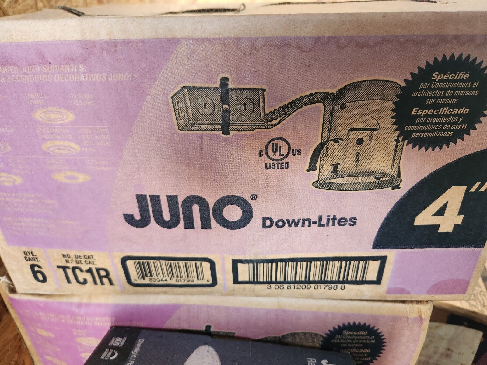 6PK  Juno Lighting TC1R 4-Inch TC rated Remodel Recessed Housings Bin64