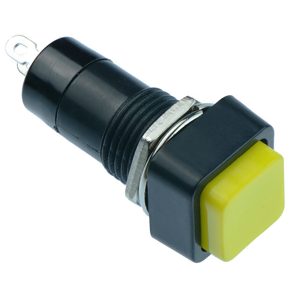 5 x Yellow Off-(On) Momentary Square Push Button Switch 12mm SPST