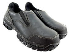 Skechers Gel Memory Foam Black Leather Steel Toe Loafer Shoes Men's US 7.5 picture