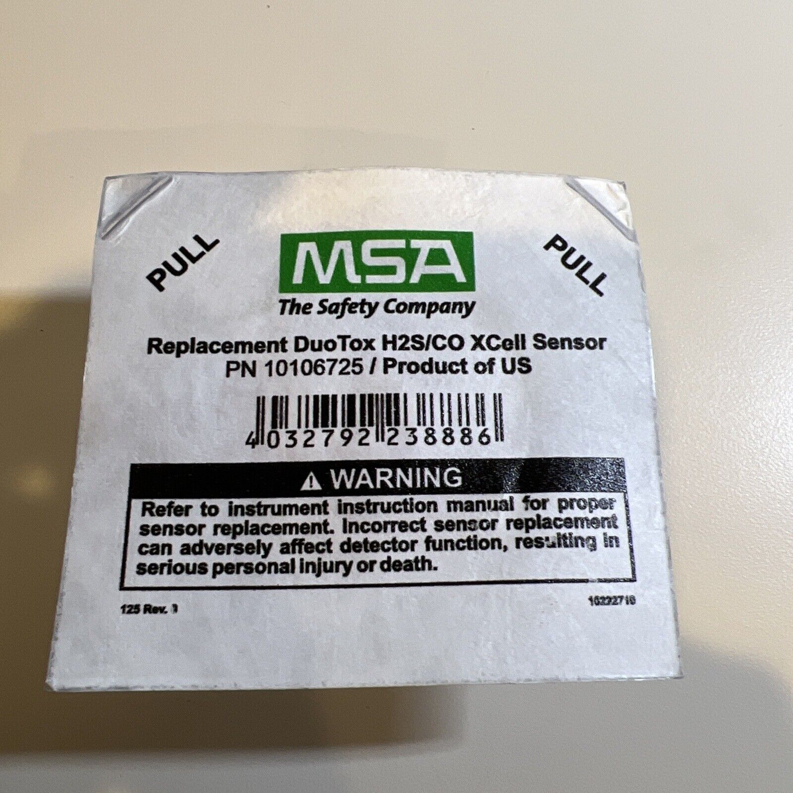 MSA Altair 4xr/5x H2S/CO Sensor, 10106725, NIB