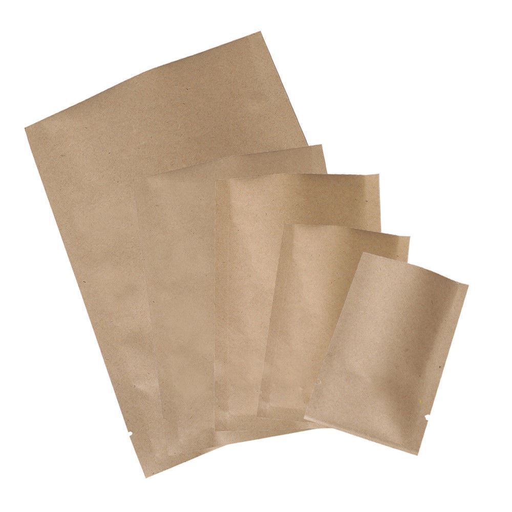 Multi-size Kraft Paper Silver Laminated Inner Open Top Bag Pouch - Wholesale
