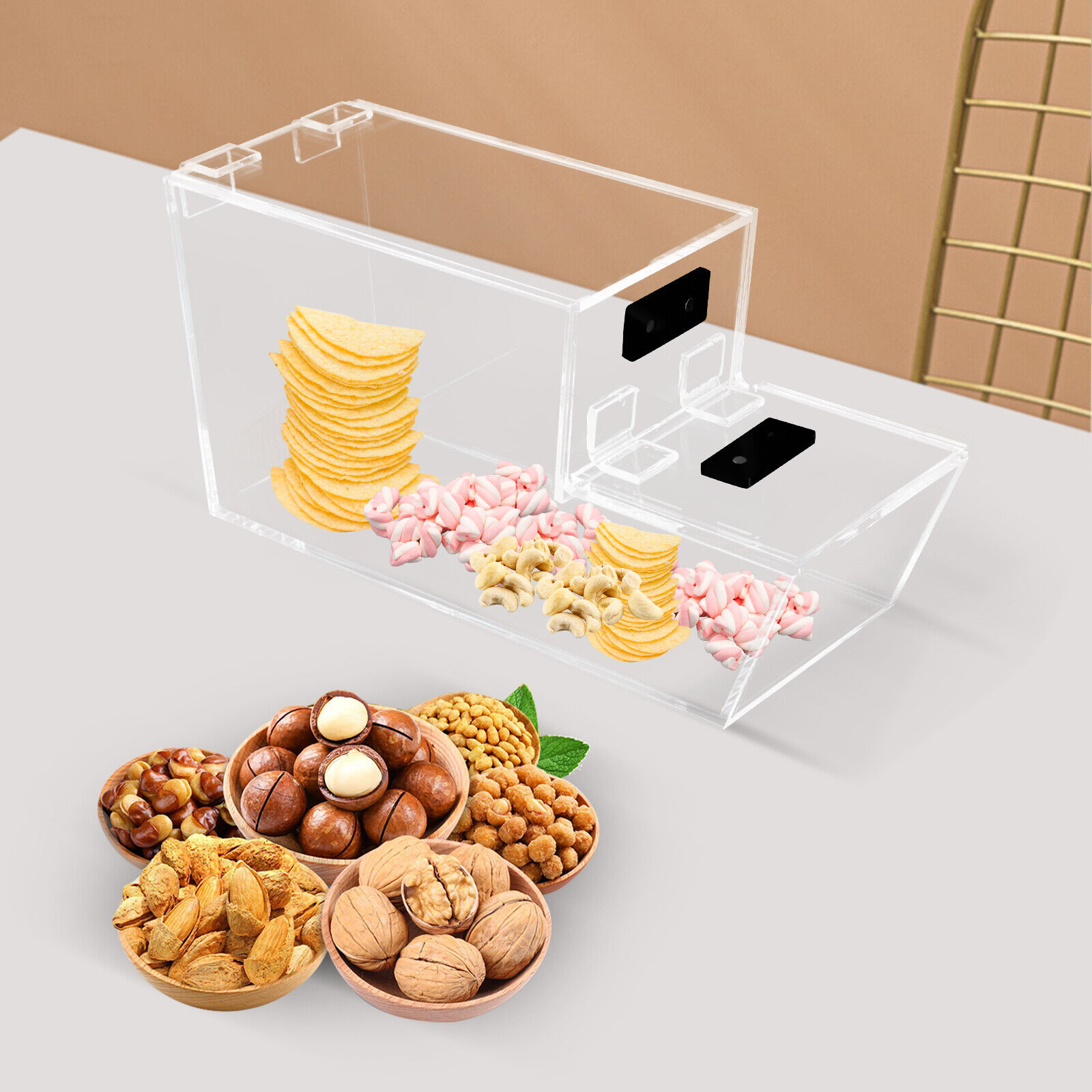 Acrylic Stackable Candy Bin Bulk Transparent Cube Cereal Topping Dispenser 4.5L