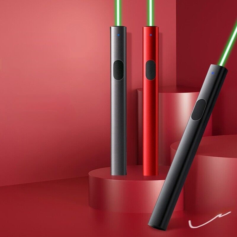 Green Laser Pointer Pen Visible Beam USB Charge Long Range Teaching Meeting Cat