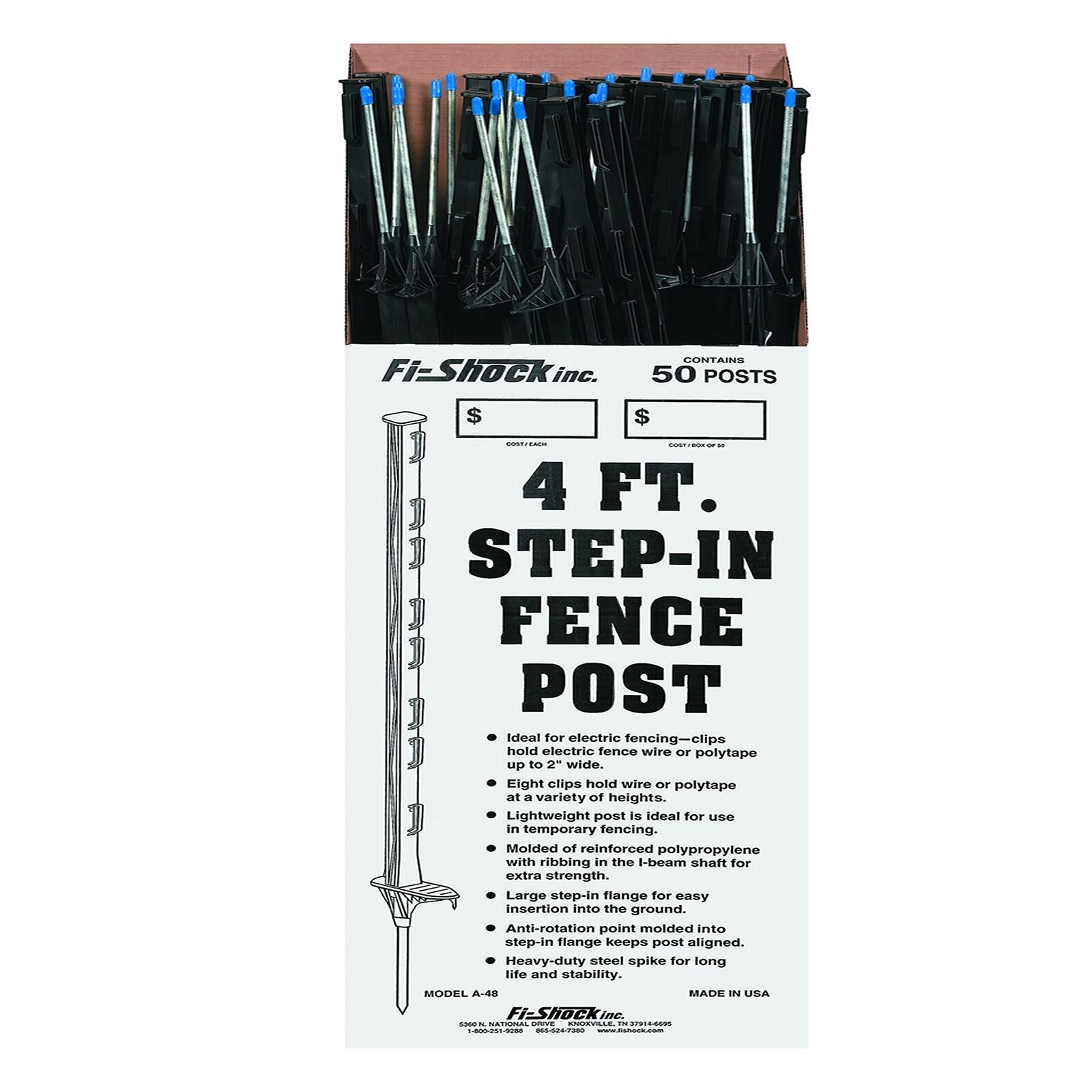 Fi-Shock Step-In Fence Post (50 Pack) 4. Extra reinforcing ribs for strength