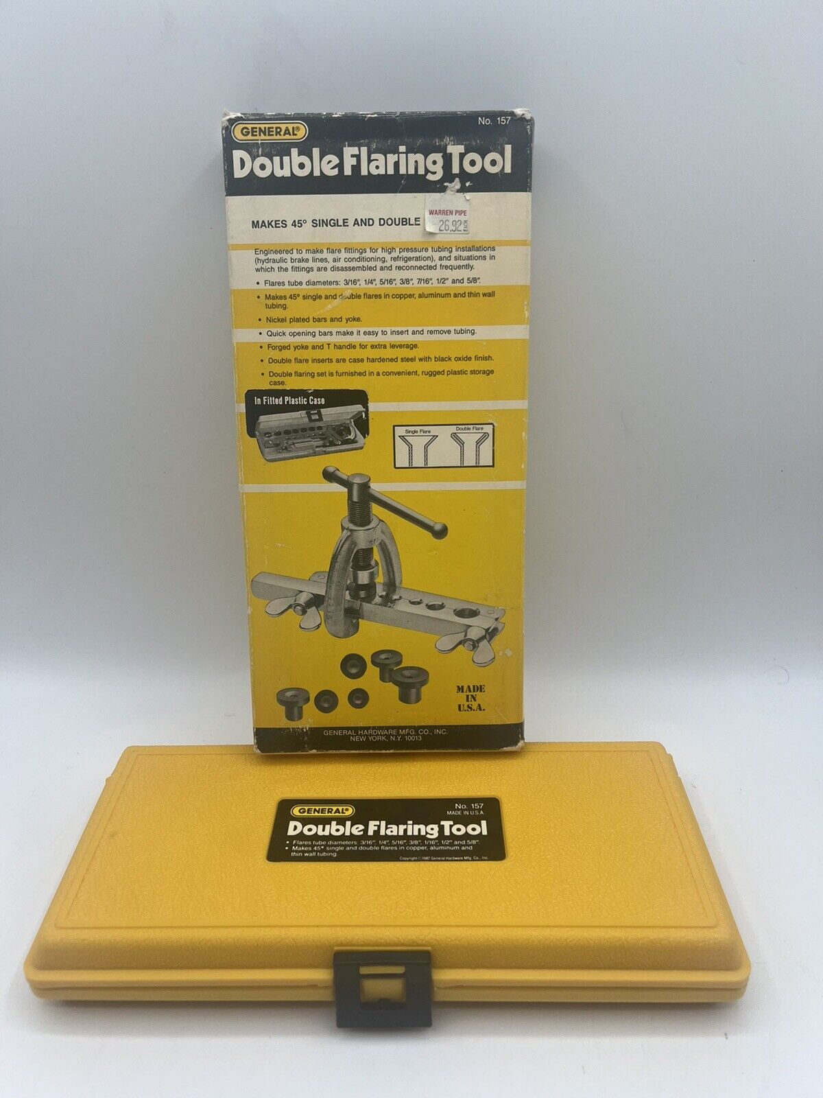 Vintage 1987 General No. 157 Flaring Tool Kit W/ Plastic  Case And Original Box