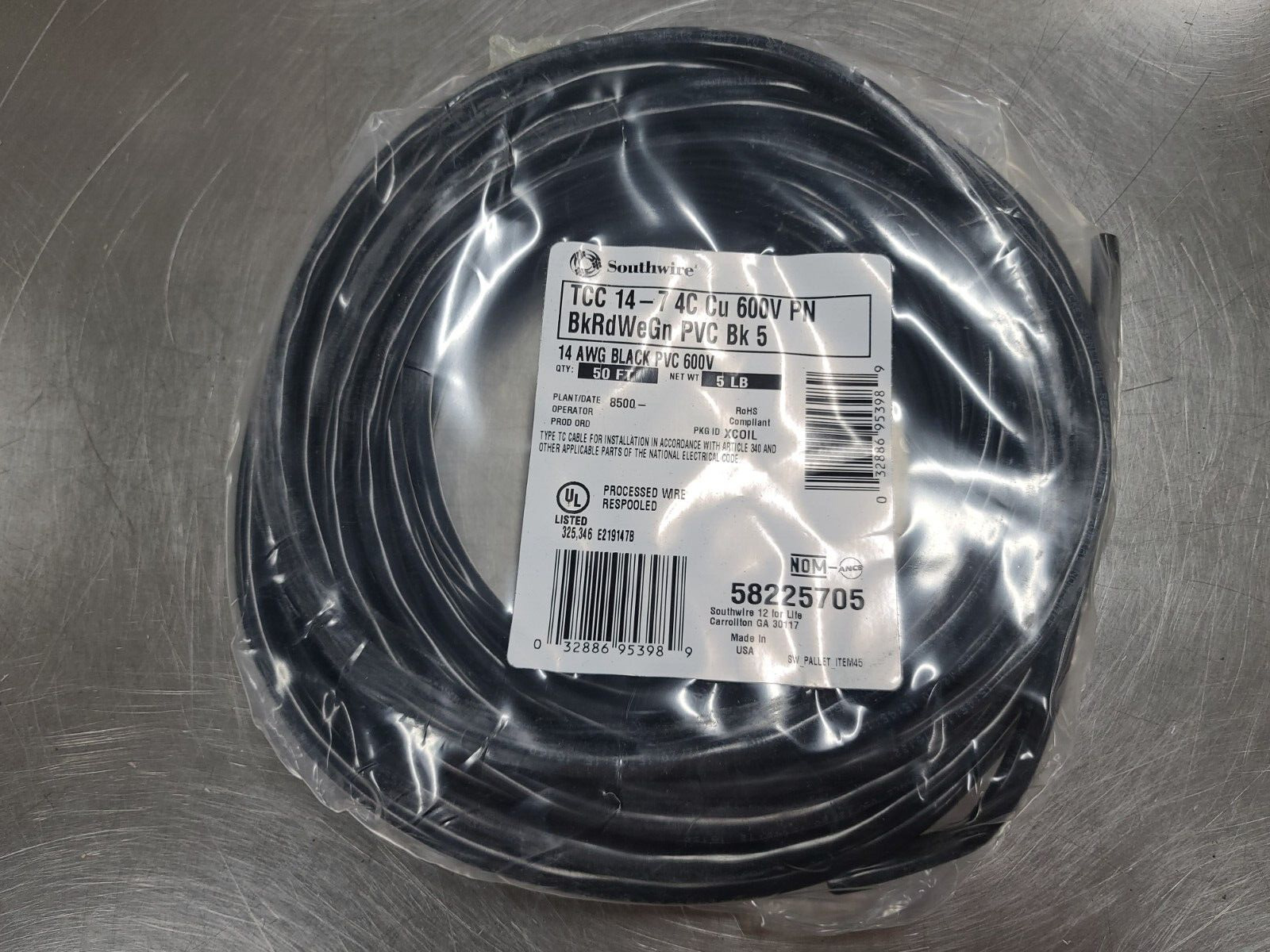 50ft Southwire 14/4C Tray Cable TC-ER-JP Direct Burial Mini-Split Wire 90C/600V
