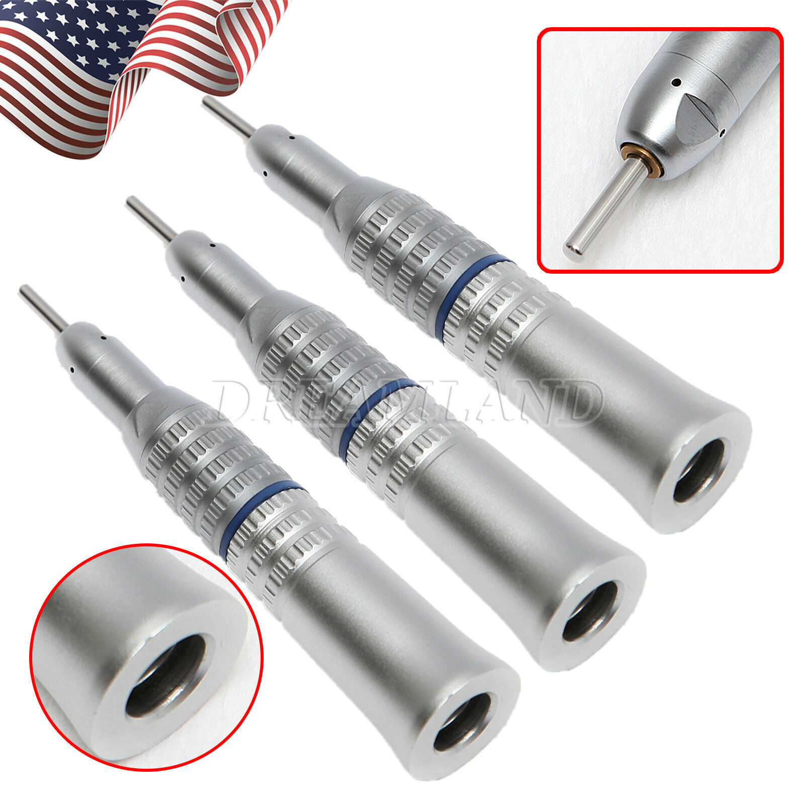 3Pcs Dental Straight Nose Cone E-type Low Speed 1:1 Handpiece Fit NSK HP 2.35mm