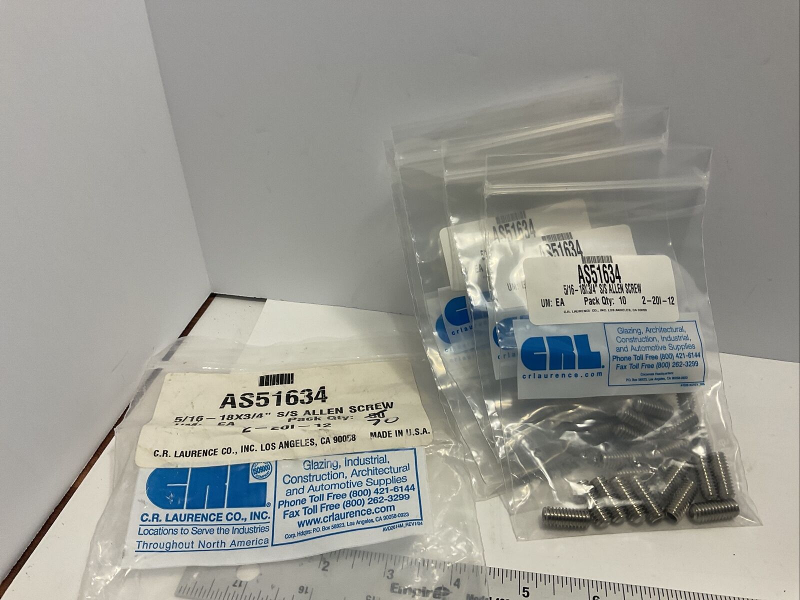 CR Laurence 5/16-18x3/4” SS Allen Screw Lot Of 70 Screws Brand New AS51634