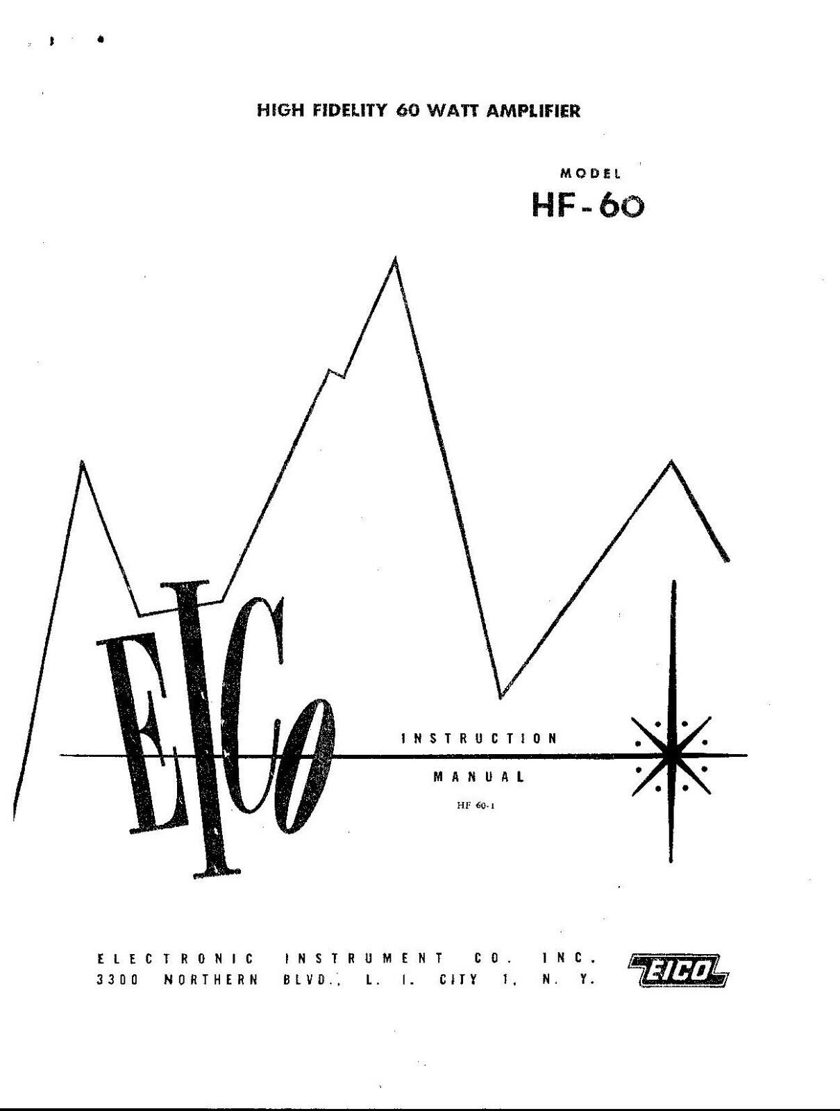 Watt Amplifier Owners Instruction Manual Fits Eico HF-60